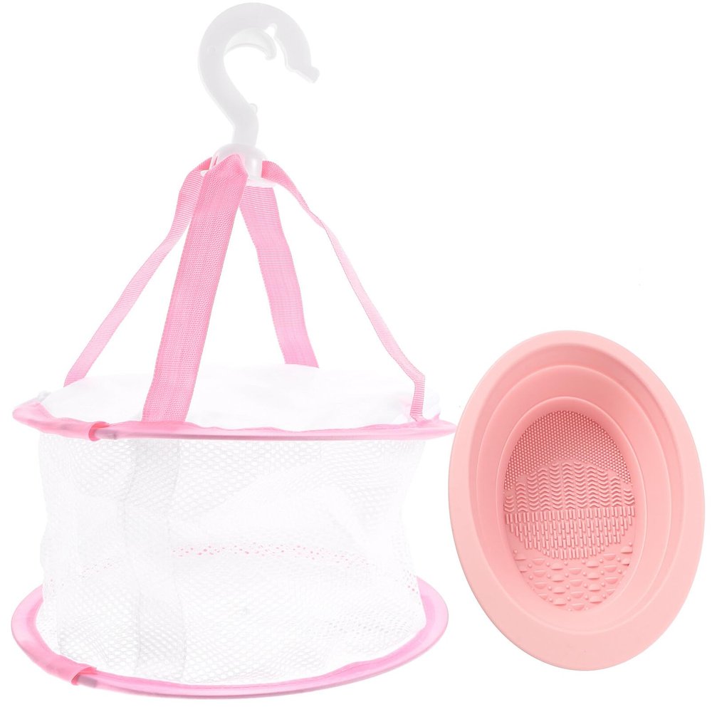 KALLORY Makeup Brush 1 set Salon Cleaning Puff Decor Dryer Makeup Pad Rack Bowl Mesh Powder Drying Brush Eggs Mat Scrubber Hanging with Cleaner Net - for Silicone Home Sponge Brush Cleaner