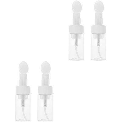 Zerodeko 4pcs Soap Foaming Bottle Silicone Brush Portable Pet Plastic Dispenser for Hand Soap Mousse and Facial Cleanser Leak Design for Home Travel