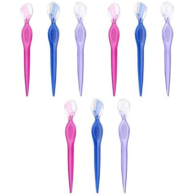 minkissy 9pcs Stainless Steel Eyebrow Compact Trimmers for Eyebrow Shaping Travel-friendly Beauty Tools Transparent Red and for Women and Girls