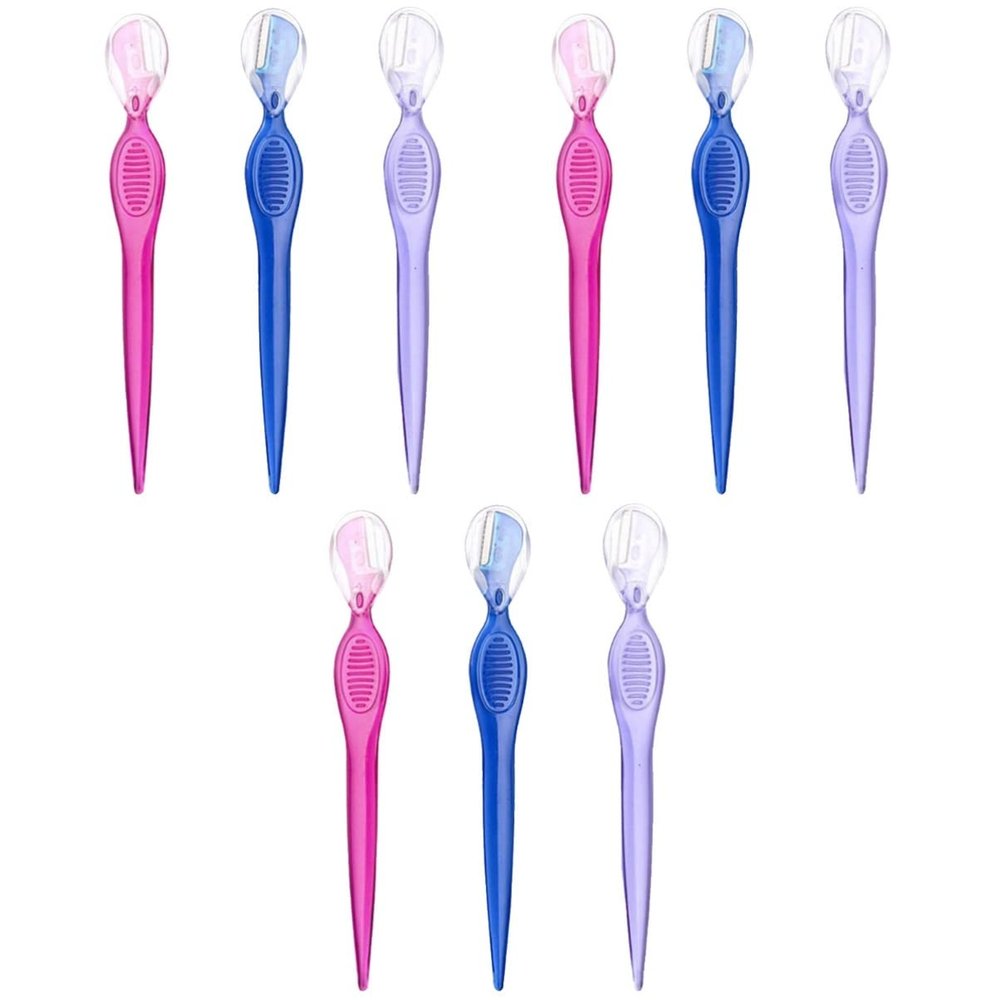 minkissy 9pcs Stainless Steel Eyebrow Compact Trimmers for Eyebrow Shaping Travel-friendly Beauty Tools Transparent Red and for Women and Girls