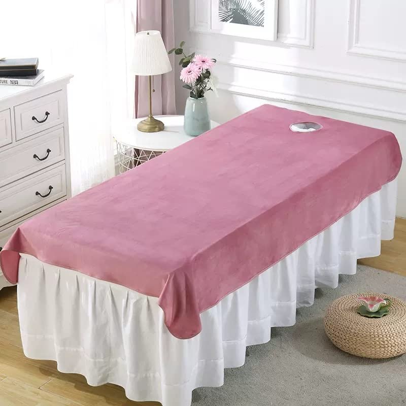 Plush Massage Fitted Sheet with Face Hole Massage Table Cover Sheet Salon Bed Sheet Cover Solid Color Spa Massage Treatment Table Bed Cover SPA Massage Table Cover Washable-Q 80x200cm