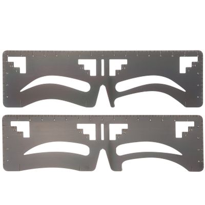 KALLORY 2pcs Steel Kit Guide for Stencils Shaping Tool Stainless Black Brow Makeup Stencil Microblading Measurement Shaper Eyebrow Girls Women Card Supplies Template Ruler Sticker