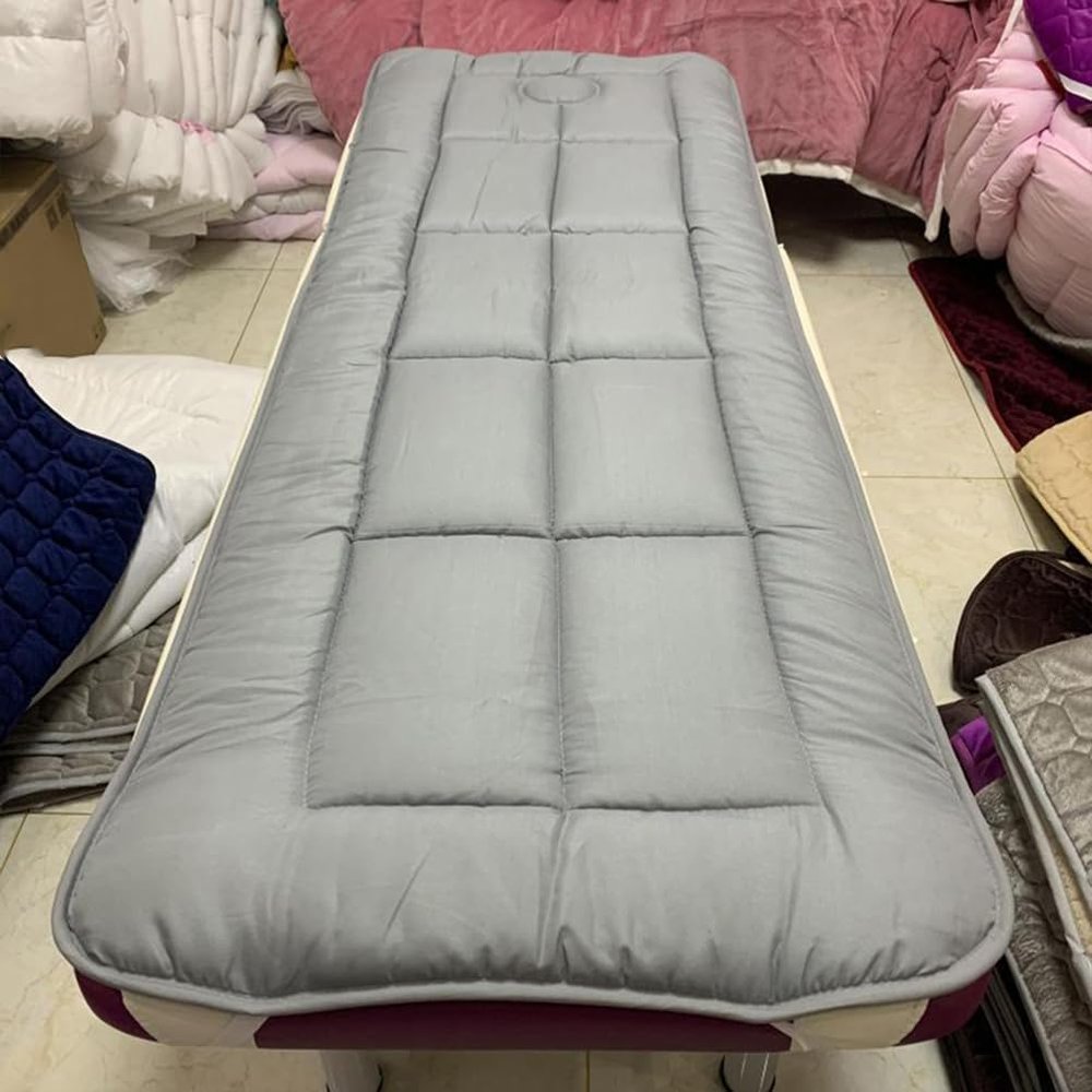 KKCD Massage Table Mattress Pad with Elastic Bands Salon Sponge Mattress Topper for Lash Bed Round Head Beauty Spa Tattoo Treatment Bed Mattress with/Without Breath Hole,Grey2,60x180cm