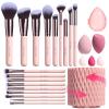 BS-MALL Makeup Brushes Premium Synthetic Foundation Powder Concealers Eye Shadows 18 Pcs Brush Set with 5 sponge & Holder Sponge Case (A-Pink) view 1