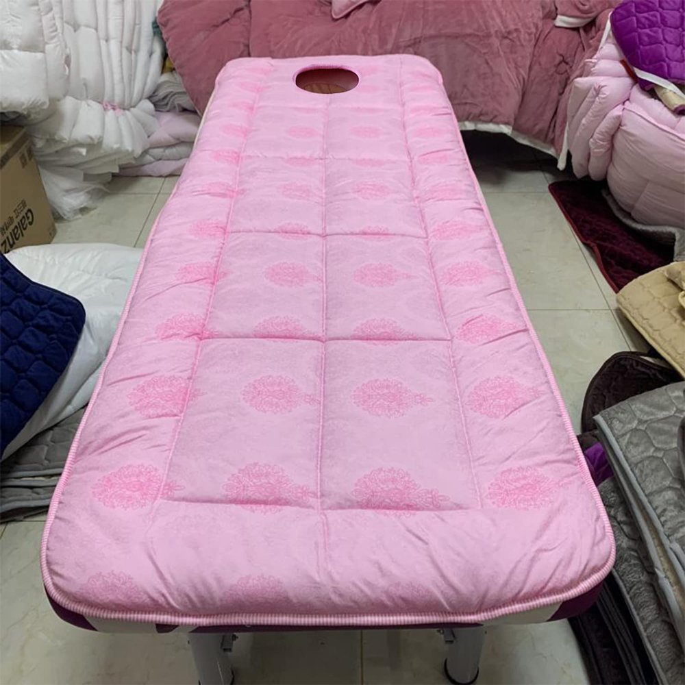 KKCD Non-Slip Lash Bed Topper with Square Head Massage Table Mattress Topper with/Without Breath Hole SPA Bed Cover Protector for Beauty Salon Solid Color Massage Accessories,Pink1,80x190cm