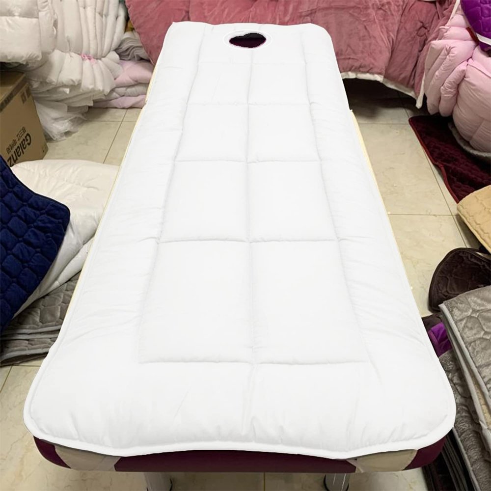 KKCD Non-Slip Lash Bed Topper with Square Head Massage Table Mattress Topper with/Without Breath Hole SPA Bed Cover Protector for Beauty Salon Solid Color Massage Accessories,White1,70x190cm