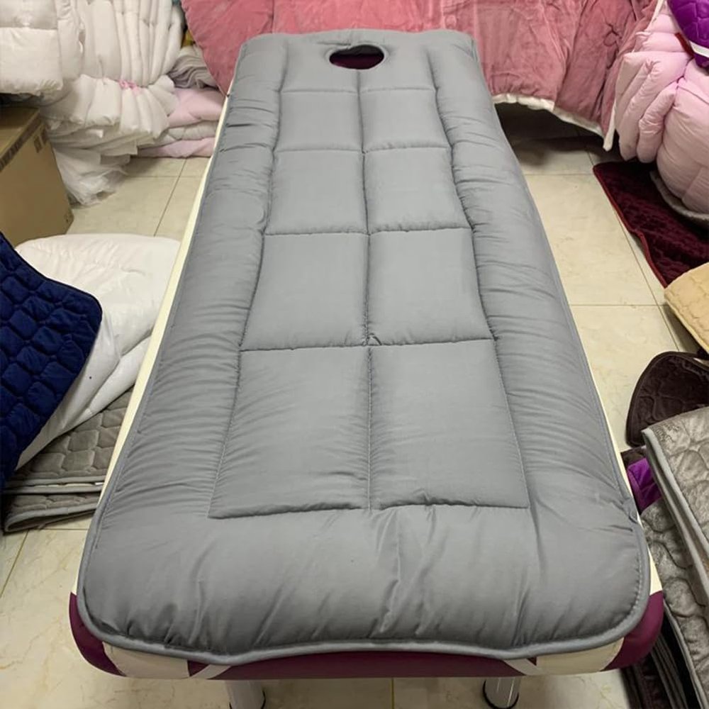 KKCD Massage Table Mattress Pad with Elastic Bands Salon Sponge Mattress Topper for Lash Bed Round Head Beauty Spa Tattoo Treatment Bed Mattress with/Without Breath Hole,Grey1,60x180cm