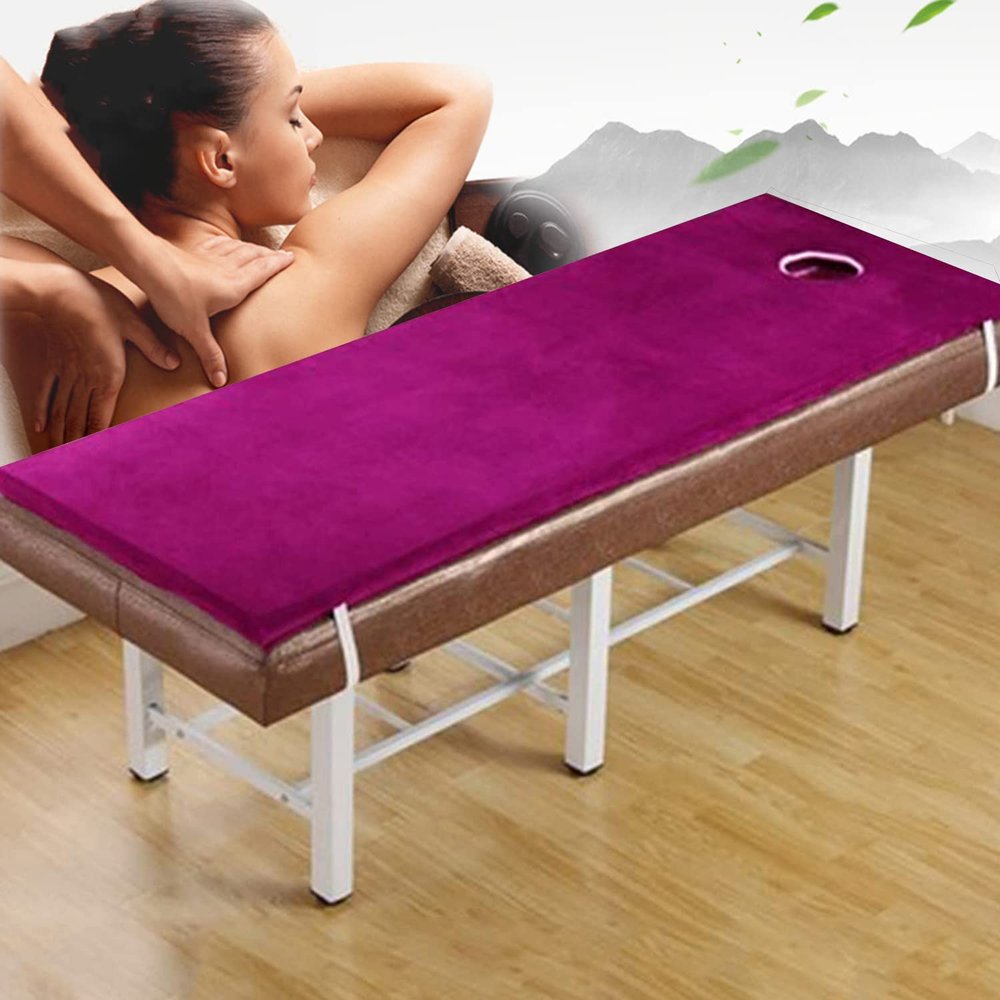 KKCD Beauty Salon Mattress with Removable Cover Massage Table Mattress Protector with Breath Hole Non-Slip Spa Bed Mattress Pad Plush Lash Bed Cushion Only (Without Bed),Purple 3cm,70x190cm