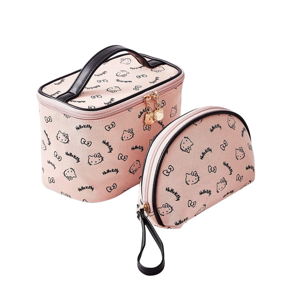 AmBealla Make up Bag Travel Cosmetic Bags Brush Holder Zipper Pouch Case Organizer Cute Organizer Suitable for Purse for Women (Light Pink 2PCS)