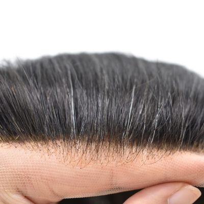 Healthlif Breathable Toupee For Men Real Human Hair System Undetectable Lace Mens Hairpiece Natural Hairline Men Toupee 8x10#1B20#1B Off Black+20% Grey 100% Density