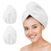Dolwis Microfiber Hair Drying Towel - 2Packs Waffle Long Hair Head Turban Wraps Terry Cloth Fast Absorbent Dry Anti Frizz Twist Plopping Curly Shower Turban for Women Wet Hair (White) view 1