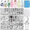 Biutee Nail Stamping Plates Set 15PCS Nail Art Stamper Scraper Nail Art Stamping Kit with Storage Bag Gift Box Nail Stamp Template Kit Lace Flower Butterfly Star Christmas Holiday Design view 1