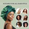 Satin Bonnet Silk Bonnet Hair Bonnet for Sleeping Large Bonnets with Tie Band Wrap with Adjustable Straps Cap Night Sleep Caps for Women Curly Braid Hair(Black,Hunter Green) view 4
