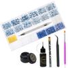 Nail Rhinestones Kit 9080PCS Flatback Rhinestones for Nail Crystals Decoration Nail Hearts Multi Shapes Mix Size and Metal Beads Pearl Gold Silver with Glue Gel and Pen Brush Tweezers(Light Blue) view 3