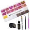 Nail Rhinestones Kit 9080PCS Flatback Rhinestones for Nail Crystals Decoration Nail Hearts Multi Shapes Mix Size Metal Beads Pearl Gold Silver with Glue Gel and Pen Brush Tweezers (Flame Red) view 3