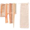 sainio (Pack of 4) Neem Wood Anti-Dandruff Comb with Pure Cotton Pouch - Family Kit view 1