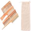 sainio (Pack of 4) Neem Wood Anti-Dandruff Comb with Pure Cotton Pouch - Family Kit view 2