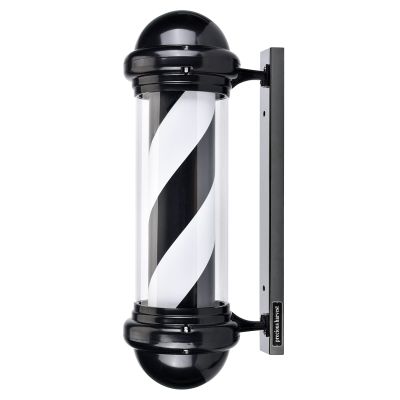 precious harvest Barber Light Pole 30 Inch, LED Light Source, Upper Luminous, Wall Mount, Black and White Barbershop Rotating Light Fixture, Classic Signs for Hair Salon, Indoor and Outdoor Use
