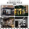 precious harvest Barber Light Pole 30 Inch, LED Light Source, Upper Luminous, Wall Mount, Black and White Barbershop Rotating Light Fixture, Classic Signs for Hair Salon, Indoor and Outdoor Use view 3