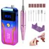 Portable Nail Drill Professional 35000 RPM, MOCOWIND Rechargeable Electric Nail File Machine for Acrylic Gel Polishing Removing, Cordless E-File with Bits Kit for Manicure Salon Home, Blue & Purple view 1