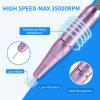 Portable Nail Drill Professional 35000 RPM, MOCOWIND Rechargeable Electric Nail File Machine for Acrylic Gel Polishing Removing, Cordless E-File with Bits Kit for Manicure Salon Home, Blue & Purple view 4
