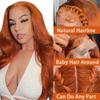 13X4 Dark Ginger Lace Front Wigs Human Hair Body Wave Orange Ginger Brown Brazilian HD Lace Front Human Hair Wigs Glueless 150% Density Pre Plucked Natural Hairline (18 inch, Copper Brown Color) view 3