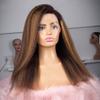 Jnymell Highlight Kinky Straight 13X4 Lace Frontal Wigs Italian Yaki Pre Plucked 150% Light Yaki Human Hair Wigs 1BT30 Color HD Crystal Lace Straight Yaki Lace Closure Human Hair Wig view 2