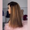 Jnymell Highlight Kinky Straight 13X4 Lace Frontal Wigs Italian Yaki Pre Plucked 150% Light Yaki Human Hair Wigs 1BT30 Color HD Crystal Lace Straight Yaki Lace Closure Human Hair Wig view 4