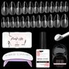 Makartt Nail Tips and Glue Kit: Almond Medium Tips 500PCS with 3D Gel Solid Builder Gel for Extension, Full Cover Pre-Buffed Nails, Non-Sticky Carving Glue, Complete DIY Manicure Nail Art view 1