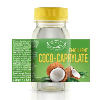 Artekas Innovation COCO-CAPRYLATE - Liquid - 100 g | 3.52 oz - Emollient - For Formulations and DIY Skin, Body, Face, Personal, Hair Care - Shower Products, Conditioning, Shampoos