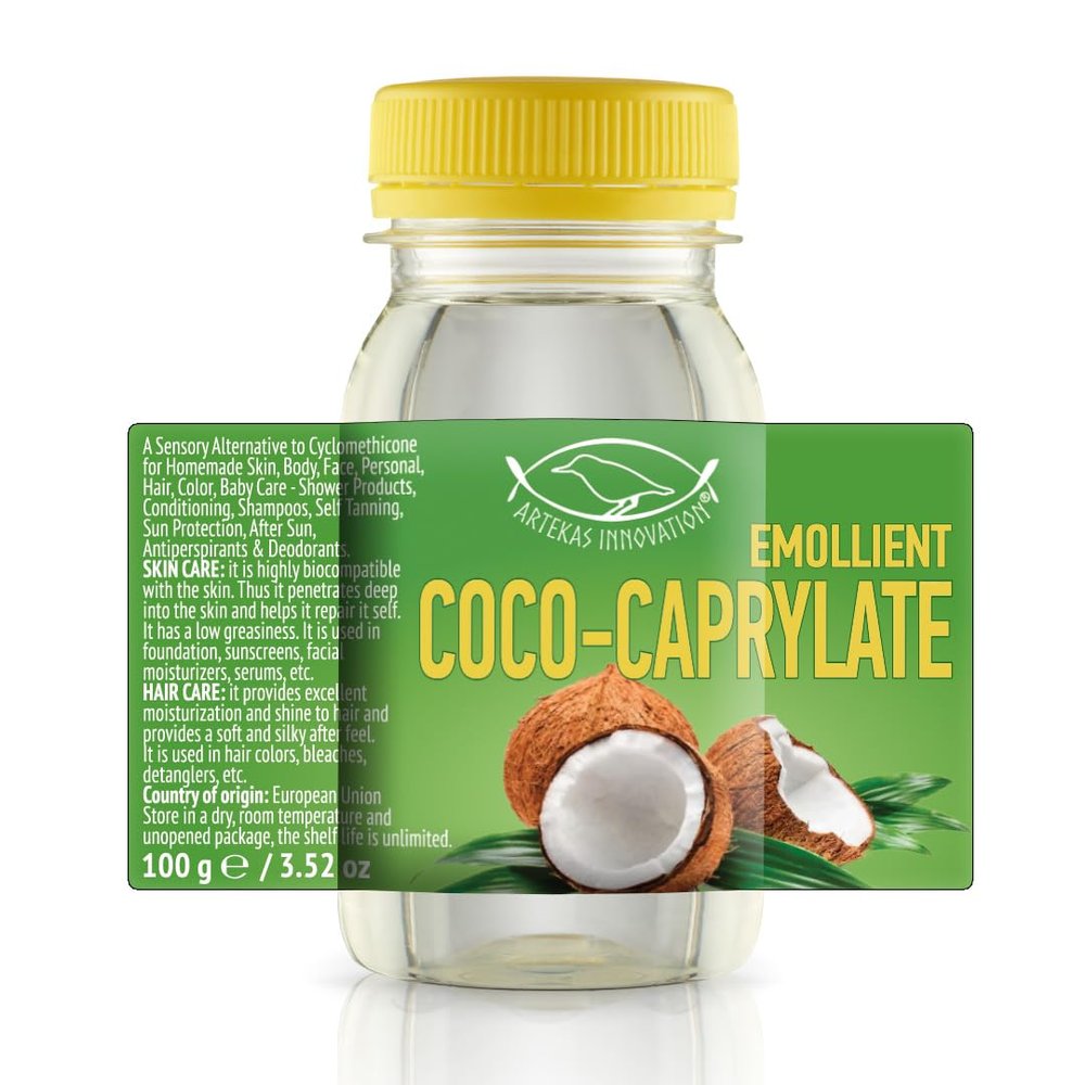 Artekas Innovation COCO-CAPRYLATE - Liquid - 100 g | 3.52 oz - Emollient - For Formulations and DIY Skin, Body, Face, Personal, Hair Care - Shower Products, Conditioning, Shampoos