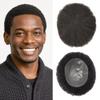 Afro Hair Units for Black Mens Toupee Hair Piece Meave Units Afro Toupee for Man Afro Curly Human Hair Replacement System African American Curl Male Hairpiece 120% Density 4mm Afro Wavy-1B# Off Black view 1