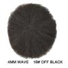 Afro Hair Units for Black Mens Toupee Hair Piece Meave Units Afro Toupee for Man Afro Curly Human Hair Replacement System African American Curl Male Hairpiece 120% Density 4mm Afro Wavy-1B# Off Black view 2
