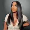 Jnymell Layered Cut Straight Lace Front Wigs HD Transparent Middle Part Brazilian Layered Human Hair Wigs for Women Pre Plucked Baby Hair 180% Density 13X6 HD Invisible Lace Frontal Wig 24Inch view 2