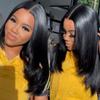 Jnymell Layered Cut Straight Lace Front Wigs HD Transparent Middle Part Brazilian Layered Human Hair Wigs for Women Pre Plucked Baby Hair 180% Density 13X6 HD Invisible Lace Frontal Wig 24Inch view 3