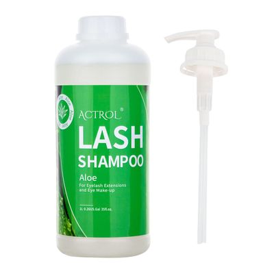 ACTROL Eyelash Extension Cleanser Aloe 1L Natural Lash Extension Shampoo Professional Eyelid Foaming Cleanser Paraben & Sulfate Free Non-lrritating with Salon and Home Care