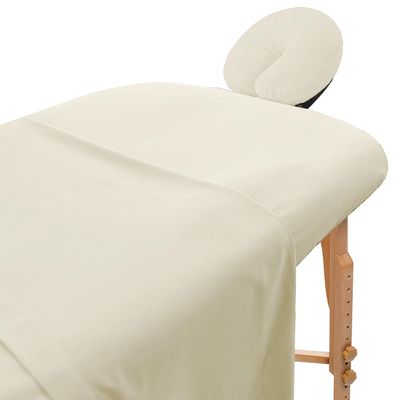 Avalon Care Microfiber Massage Table Sheets Sets 3 Pcs Premium Massage Table Cover Includes Flat, Fitted Massage Sheets Sets & Face Cradle Cover, Soft Massage Bed Cover - Natural Massage Bed Sheets