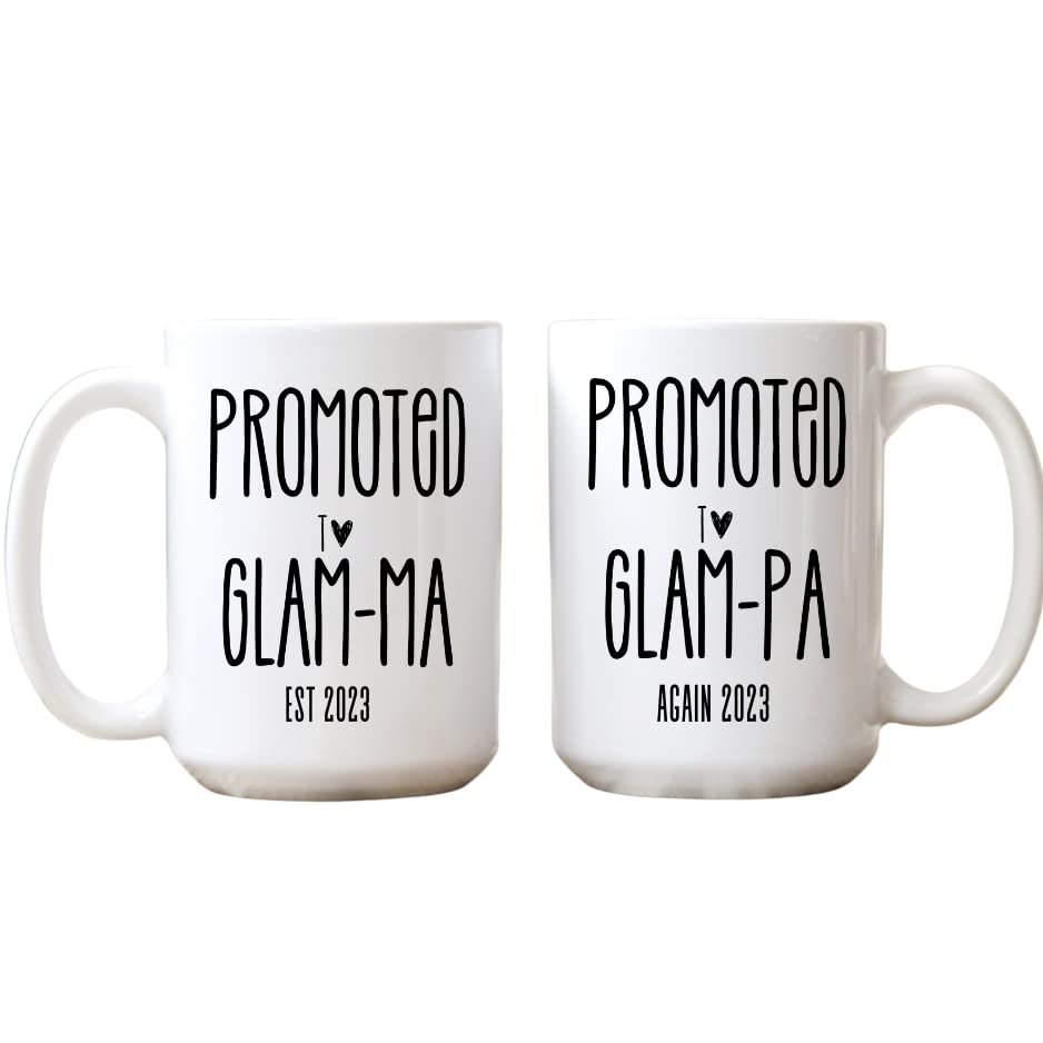 Promoted to Grandparents Set, Glam-ma Gift, Glam-pa Gift, Pregnancy Announcement, New Grandpa Gift, New Grandma Gift, Promoted to Glamma