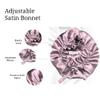 Atrube Silk Satin Hair Bonnet Reversible Sleep Cap adjustable tie band Head wrap for sleeping Hair Cover for women with FREE Scrunchies , Comb And Satin drawstring pouch (Purple) view 3