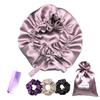 Atrube Satin Silk Hair Bonnet Cap With 3 Premium Scrunchies| Sleep Cap With Adjustable Tie Band For Curly Hair view 1
