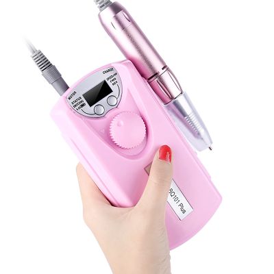 Electric Nail Drill Machine Nail File Set for Manicure Pedicure Polishing Shape Salon Tool for Acrylic, Gel Nails with Drill Bit and Sanding Bands,Pink,7.3 * 15.5 * 1.8cm