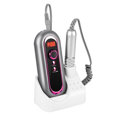 Portable Electric Nail Drill Nail Drill Kit for Acrylic, Gel Nails, Manicure Pedicure Polishing Shape Tools with 6Pcs Nail Drill Bits and 6 Sanding Bands,Gray,Charge