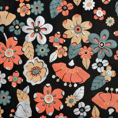 MIDORI 60's Flower Power Black Red/Orange/Cream/Aqua Metallic