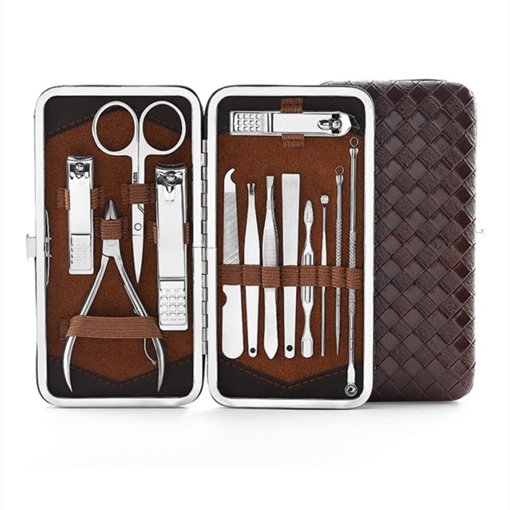 13 Piece Stainless Steel Manicure set Professional nail clipper Kit of Pedicure Tools Paronychia Trimmer Cutters Polished File,13pcs