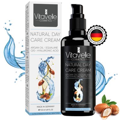 VITAVELLE Anti Aging Day Cream- Day and Night Retinol and Collagen Moisturizer Face Cream with Hyaluronic Acid and Argan Oil, Best Retinol Face Cream for Aging Skin (squalene (50 ml))
