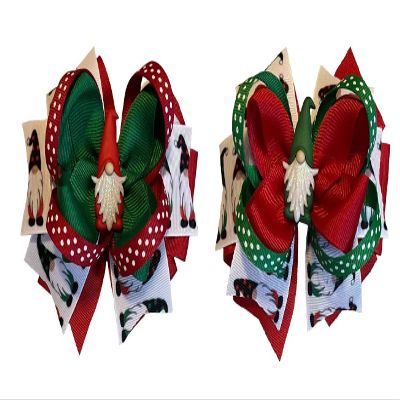 Christmas Gnome Boutique Hair Bow