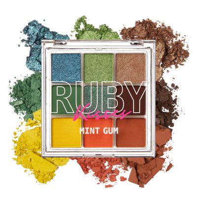 Ruby Kisses Eyeshadow Palette Highly Pigmented Eye Makeup 9 Shades Matte Shimmer Metallic Eyeshadow Palette, Festival Eye Makeup (Mint Gum)