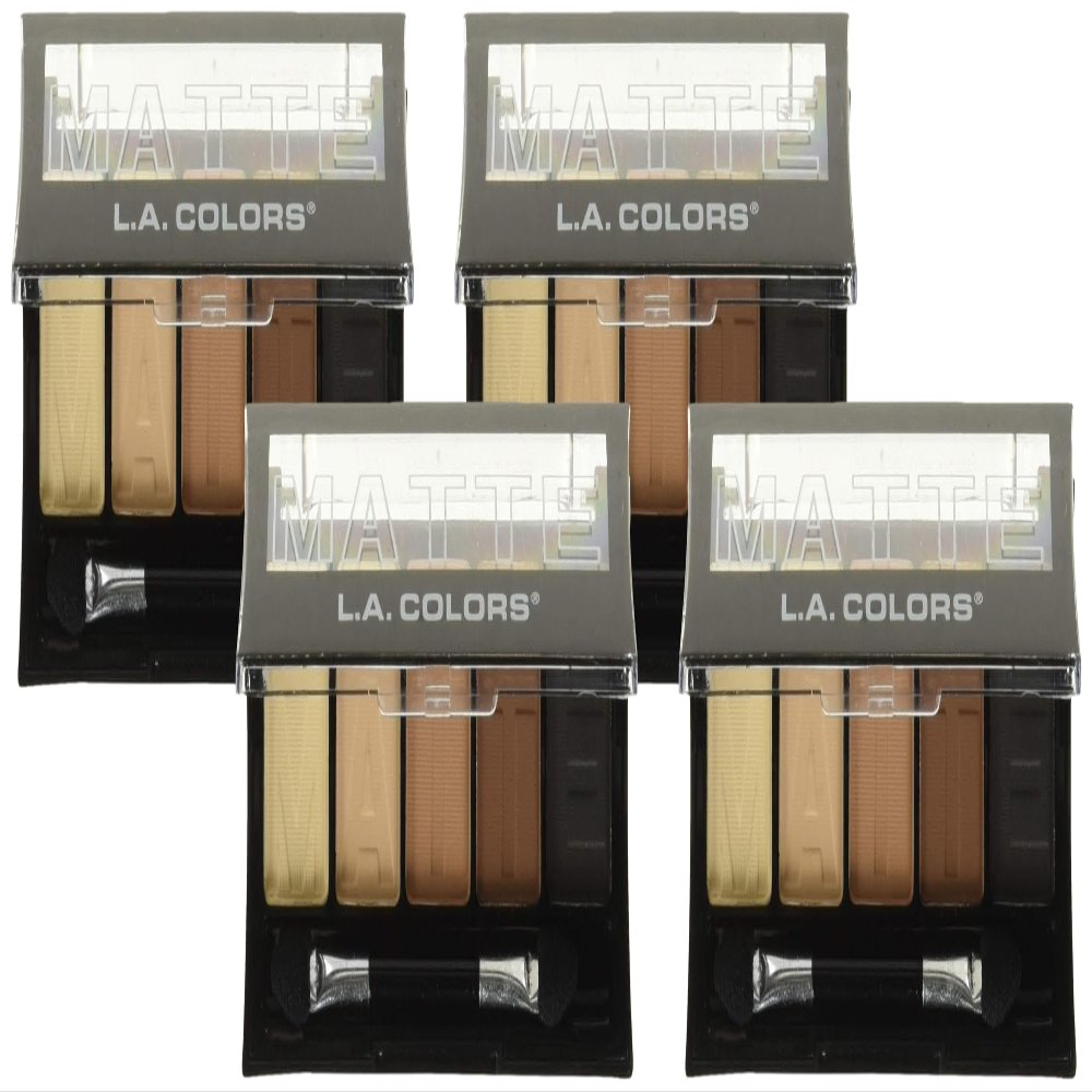 L.A. COLORS 5 Color Matte Eyeshadow Palette, Brown Tweed CEM472 (Pack of 4)