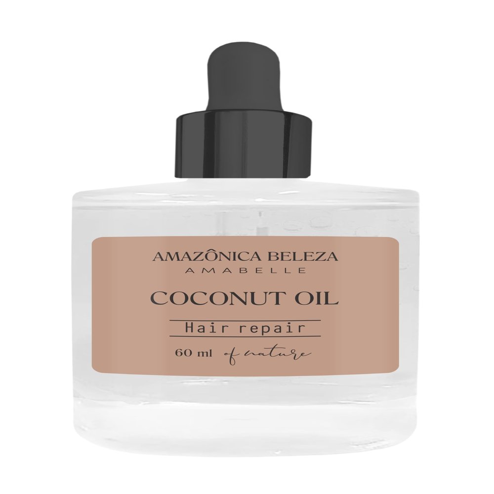 AMAZNICA BELEZA AMABELLE Coconut Oil for Hair, 100% Pure Coconut Oil, Boost of Nutrition & Hydration, Repair and Strengthens Hair, Quick Absorption, 2 Oz