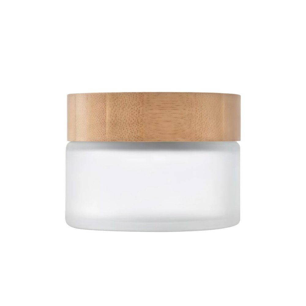 100ml Bamboo Lid Frosted Glass Bottle Cream Jars Empty Refillable Cosmetic Container Face Lotion Box Pot for Makeup Lip Balm Eye Cream